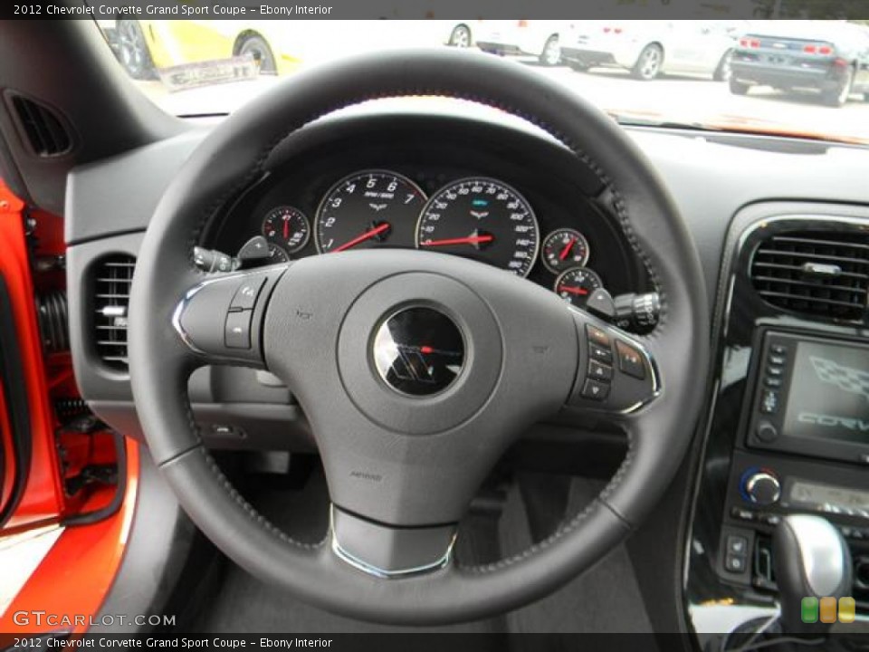 Ebony Interior Steering Wheel for the 2012 Chevrolet Corvette Grand Sport Coupe #58253911