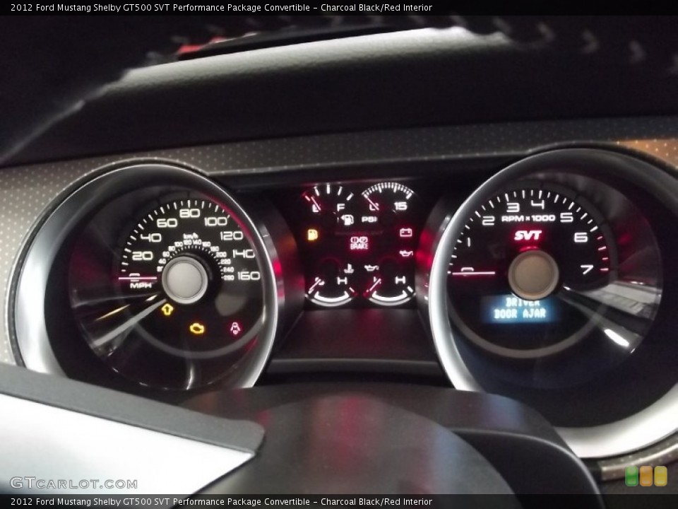Charcoal Black/Red Interior Gauges for the 2012 Ford Mustang Shelby GT500 SVT Performance Package Convertible #58266871