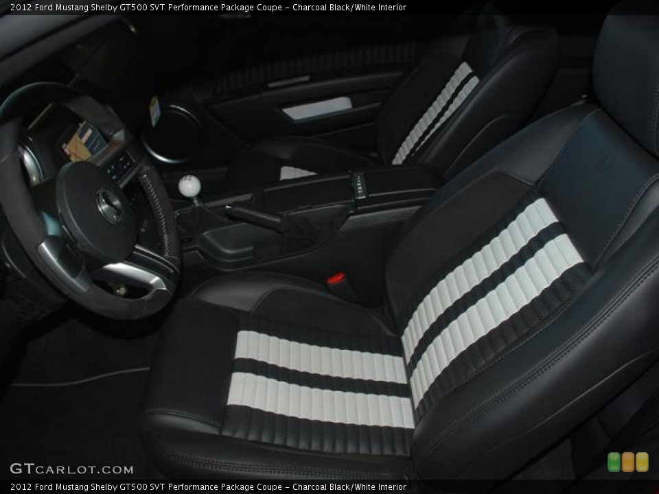 Charcoal Black/White Interior Photo for the 2012 Ford Mustang Shelby GT500 SVT Performance Package Coupe #58267075
