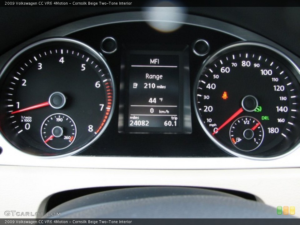 Cornsilk Beige Two-Tone Interior Gauges for the 2009 Volkswagen CC VR6 4Motion #58325352