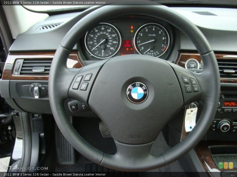 Saddle Brown Dakota Leather Interior Steering Wheel for the 2011 BMW 3 Series 328i Sedan #58370793