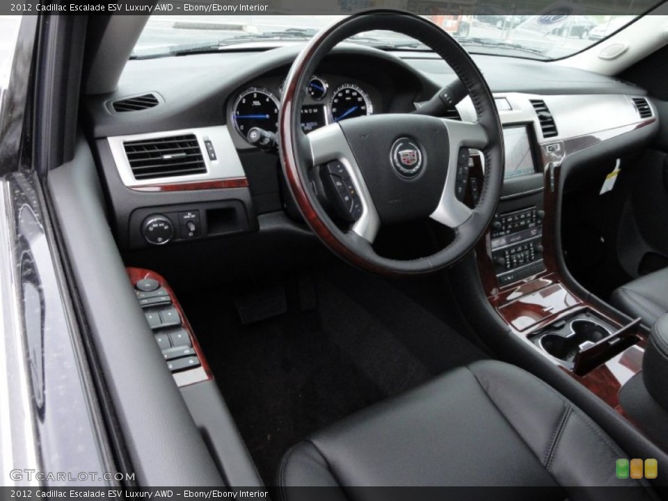 Ebony/Ebony Interior Dashboard for the 2012 Cadillac Escalade ESV Luxury AWD #58384323