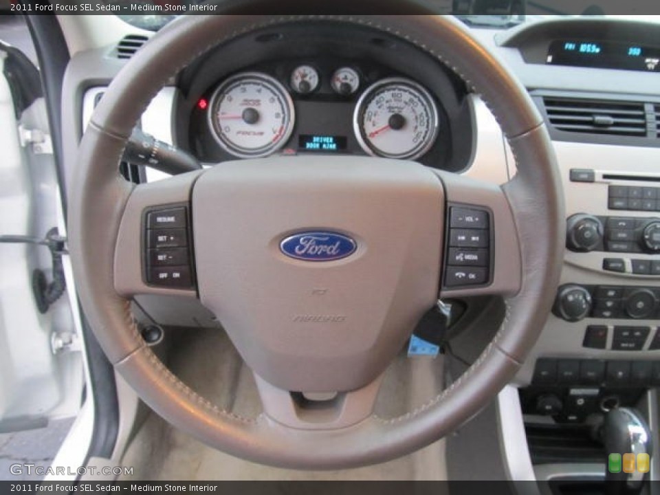 Medium Stone Interior Steering Wheel for the 2011 Ford Focus SEL Sedan #58407464