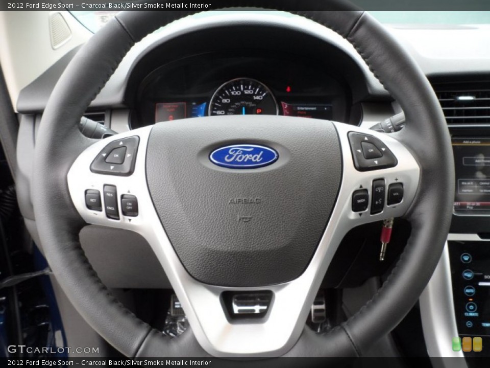 Charcoal Black/Silver Smoke Metallic Interior Steering Wheel for the 2012 Ford Edge Sport #58443933