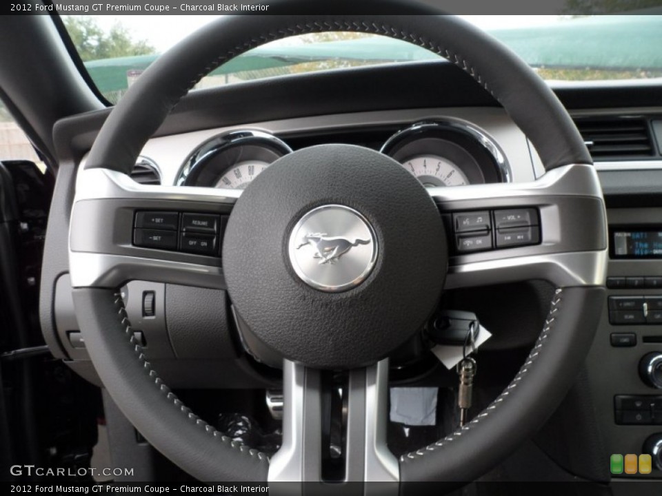 Charcoal Black Interior Steering Wheel for the 2012 Ford Mustang GT Premium Coupe #58444038