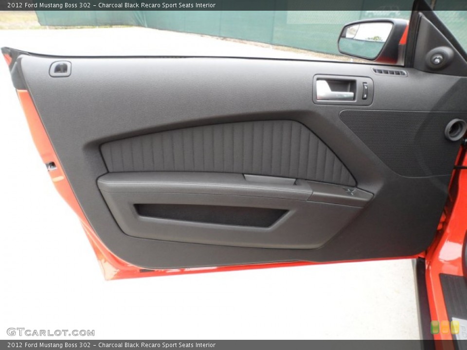Charcoal Black Recaro Sport Seats Interior Door Panel for the 2012 Ford Mustang Boss 302 #58444113