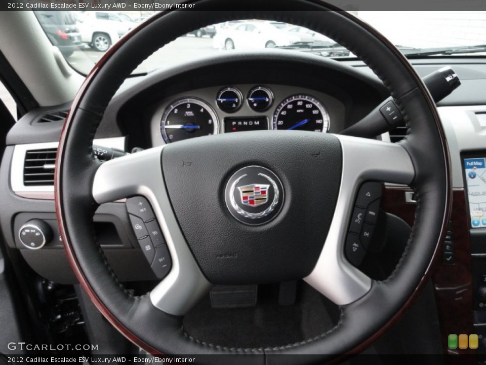 Ebony/Ebony Interior Steering Wheel for the 2012 Cadillac Escalade ESV Luxury AWD #58450311