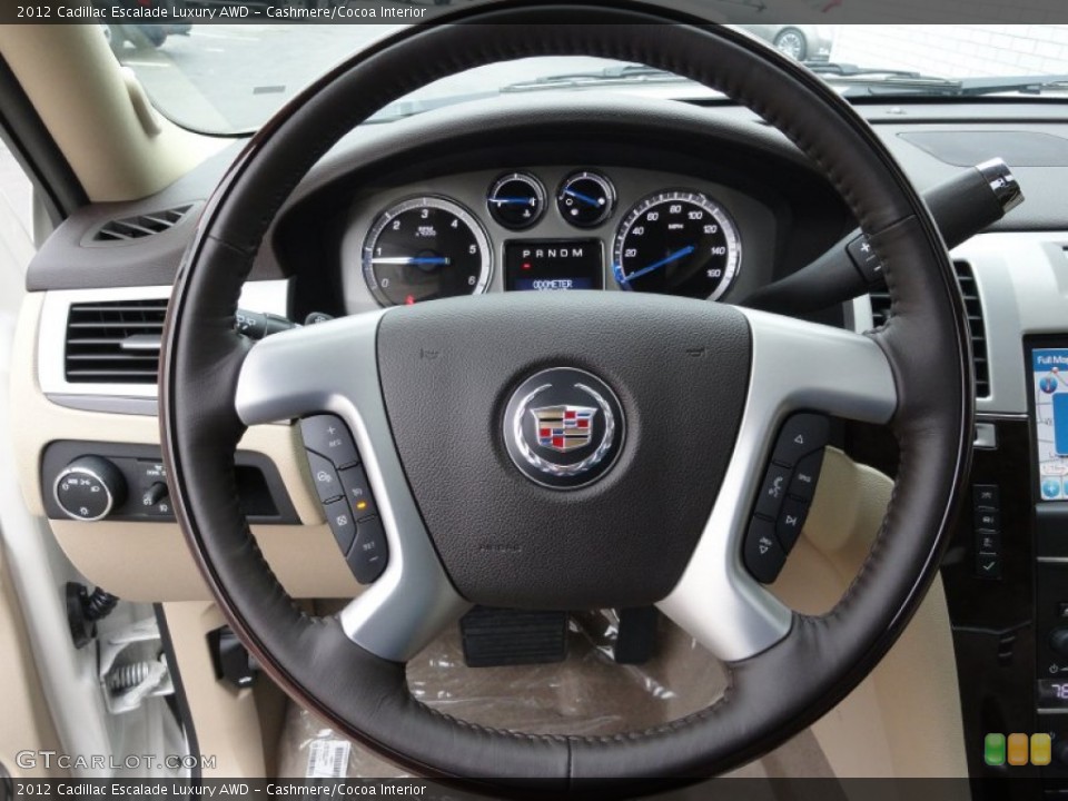 Cashmere/Cocoa Interior Steering Wheel for the 2012 Cadillac Escalade Luxury AWD #58450854