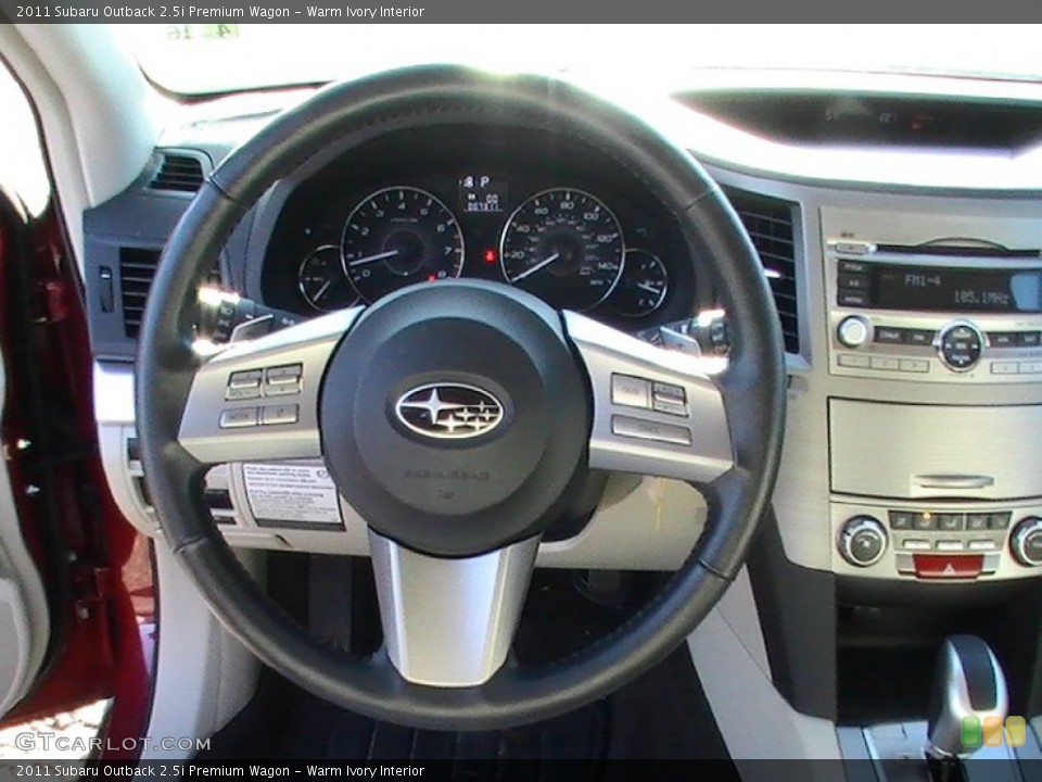 Warm Ivory Interior Steering Wheel for the 2011 Subaru Outback 2.5i Premium Wagon #58466948