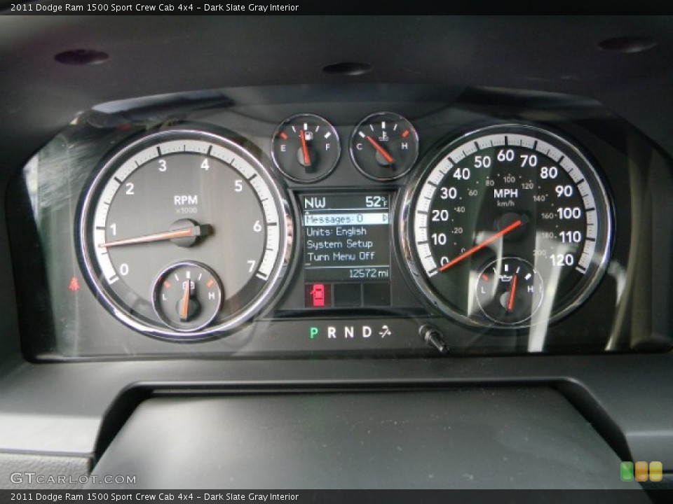 Dark Slate Gray Interior Gauges for the 2011 Dodge Ram 1500 Sport Crew Cab 4x4 #58485856