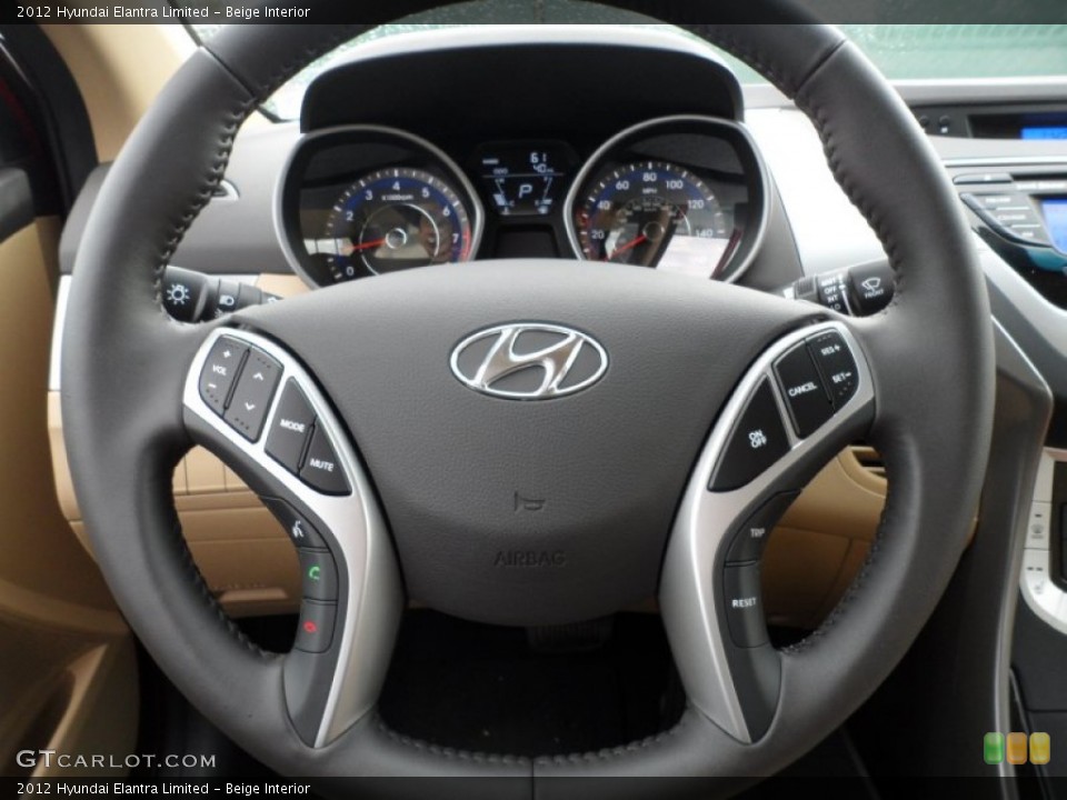 Beige Interior Steering Wheel for the 2012 Hyundai Elantra Limited #58492255
