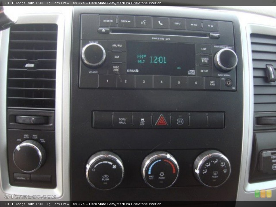 Dark Slate Gray/Medium Graystone Interior Controls for the 2011 Dodge Ram 1500 Big Horn Crew Cab 4x4 #58518218