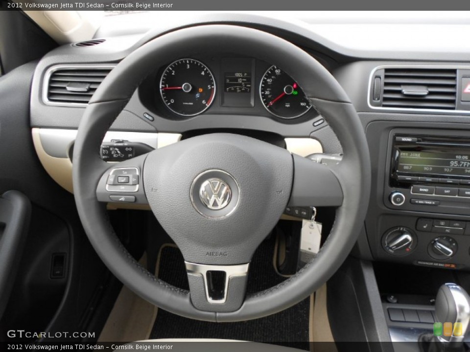 Cornsilk Beige Interior Steering Wheel for the 2012 Volkswagen Jetta TDI Sedan #58520165