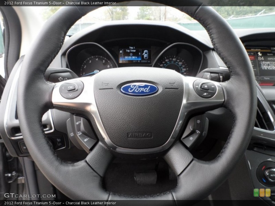 Charcoal Black Leather Interior Steering Wheel for the 2012 Ford Focus Titanium 5-Door #58587681