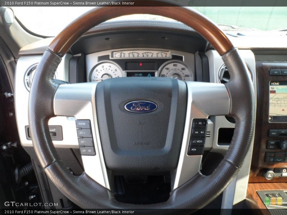 Sienna Brown Leather/Black Interior Steering Wheel for the 2010 Ford F150 Platinum SuperCrew #58655759