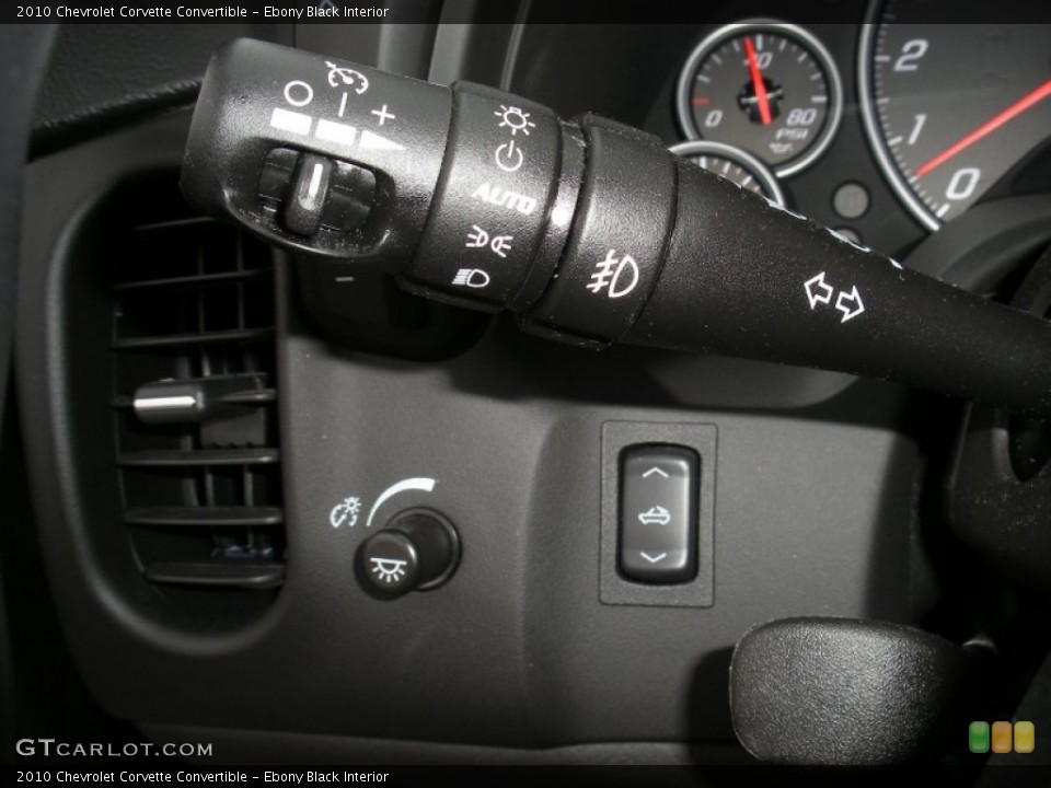 Ebony Black Interior Controls for the 2010 Chevrolet Corvette Convertible #58708098