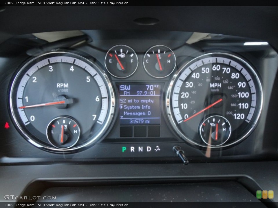 Dark Slate Gray Interior Gauges for the 2009 Dodge Ram 1500 Sport Regular Cab 4x4 #58755474