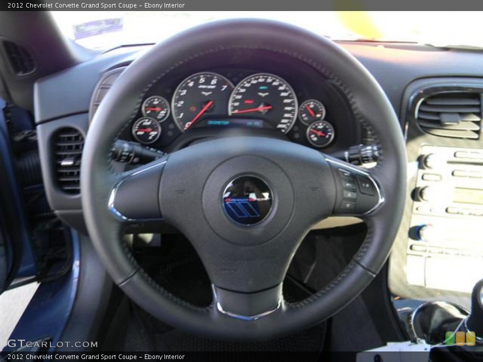 Ebony Interior Steering Wheel for the 2012 Chevrolet Corvette Grand Sport Coupe #58804615
