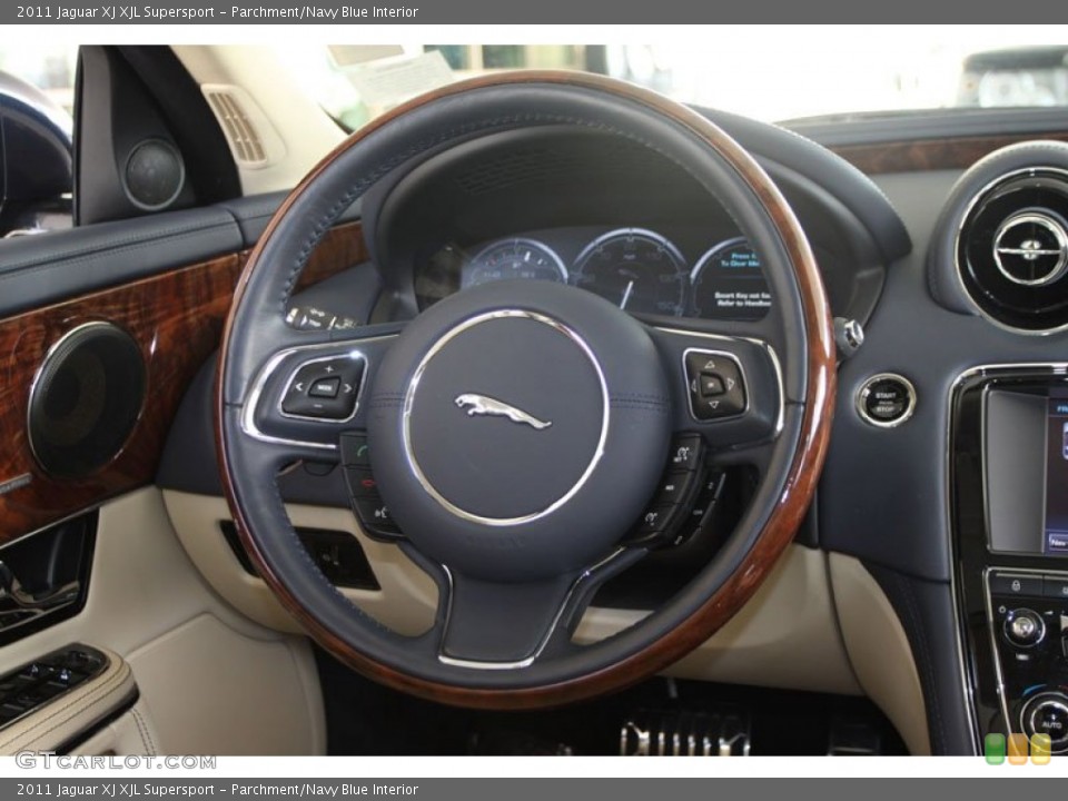 Parchment/Navy Blue Interior Steering Wheel for the 2011 Jaguar XJ XJL Supersport #58811286