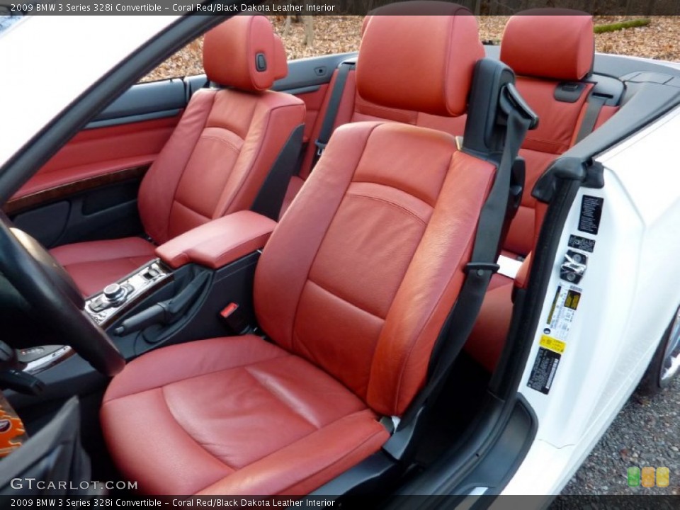 Coral Red/Black Dakota Leather Interior Photo for the 2009 BMW 3 Series 328i Convertible #58818246