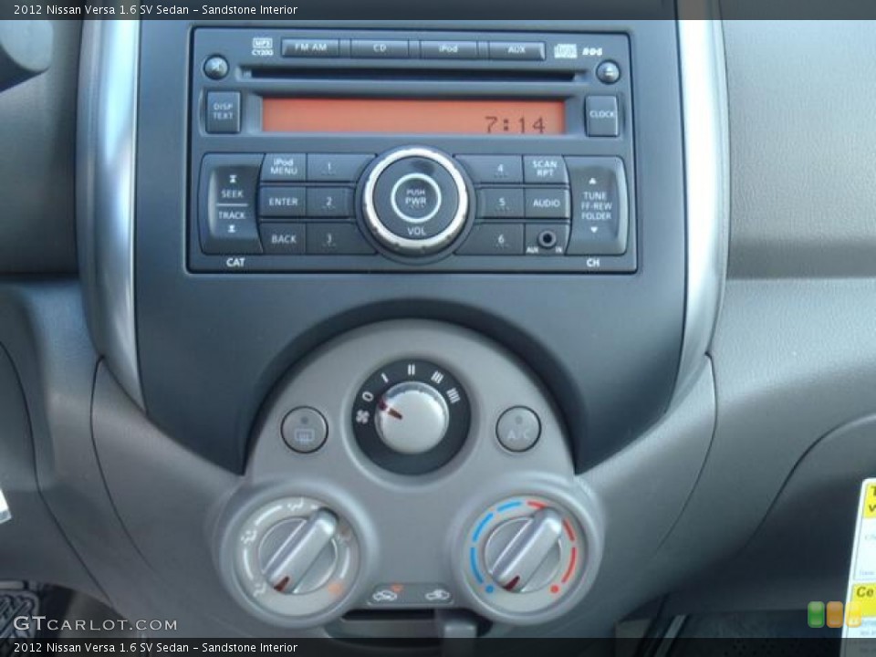 Sandstone Interior Controls for the 2012 Nissan Versa 1.6 SV Sedan #58837088
