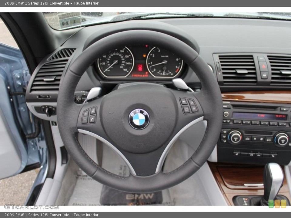 Taupe Interior Steering Wheel for the 2009 BMW 1 Series 128i Convertible #58844312