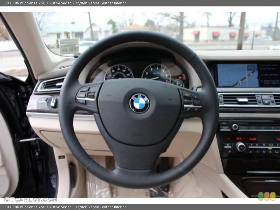 Oyster Nappa Leather Interior Steering Wheel for the 2010 BMW 7 Series 750Li xDrive Sedan #58874070