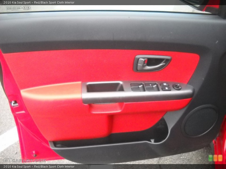 Red/Black Sport Cloth Interior Door Panel for the 2010 Kia Soul Sport #58899741