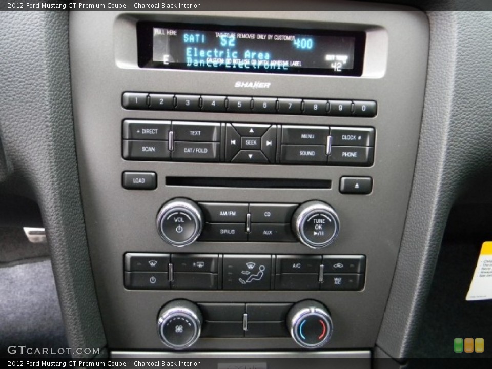 Charcoal Black Interior Controls for the 2012 Ford Mustang GT Premium Coupe #58903890