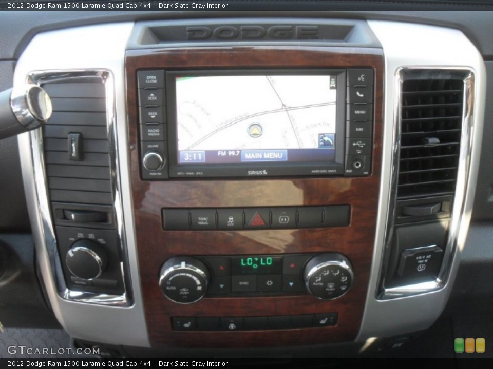 Dark Slate Gray Interior Controls for the 2012 Dodge Ram 1500 Laramie Quad Cab 4x4 #58911955