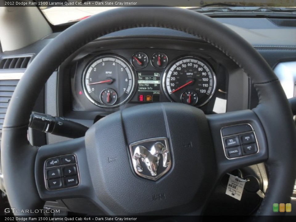 Dark Slate Gray Interior Steering Wheel for the 2012 Dodge Ram 1500 Laramie Quad Cab 4x4 #58911961