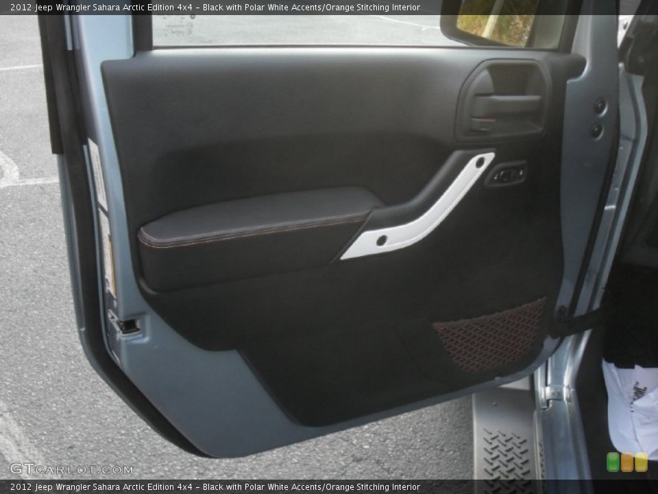 Black with Polar White Accents/Orange Stitching Interior Door Panel for the 2012 Jeep Wrangler Sahara Arctic Edition 4x4 #58912252