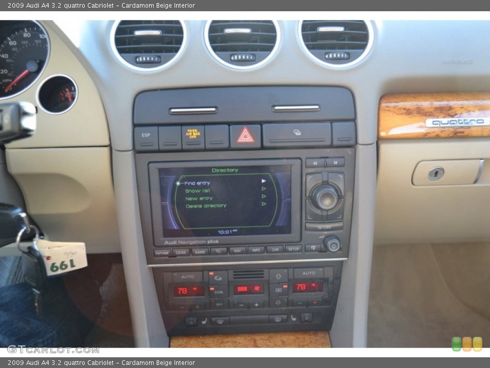 Cardamom Beige Interior Controls for the 2009 Audi A4 3.2 quattro Cabriolet #58916948