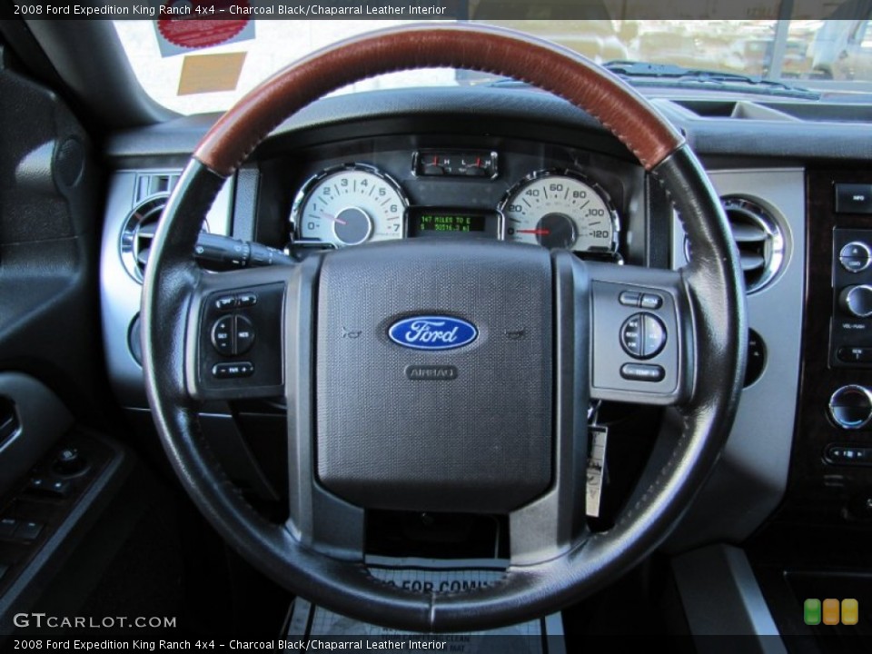 Charcoal Black/Chaparral Leather Interior Steering Wheel for the 2008 Ford Expedition King Ranch 4x4 #58922894