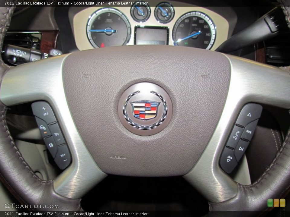 Cocoa/Light Linen Tehama Leather Interior Controls for the 2011 Cadillac Escalade ESV Platinum #58934512