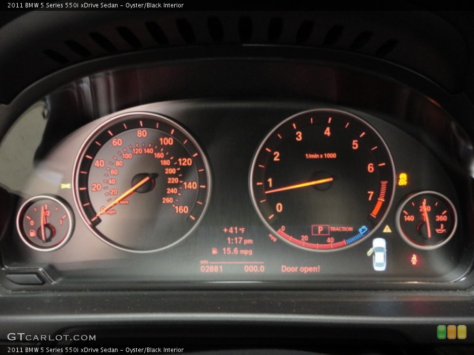 Oyster/Black Interior Gauges for the 2011 BMW 5 Series 550i xDrive Sedan #58984537