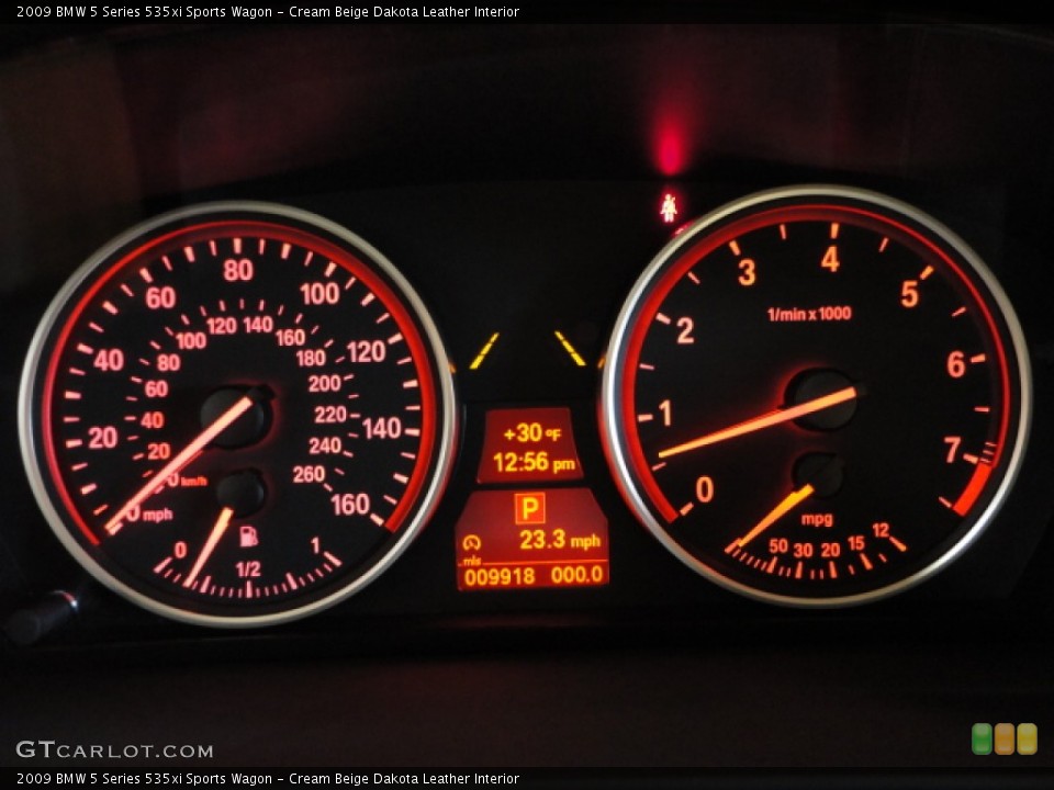 Cream Beige Dakota Leather Interior Gauges for the 2009 BMW 5 Series 535xi Sports Wagon #59022971