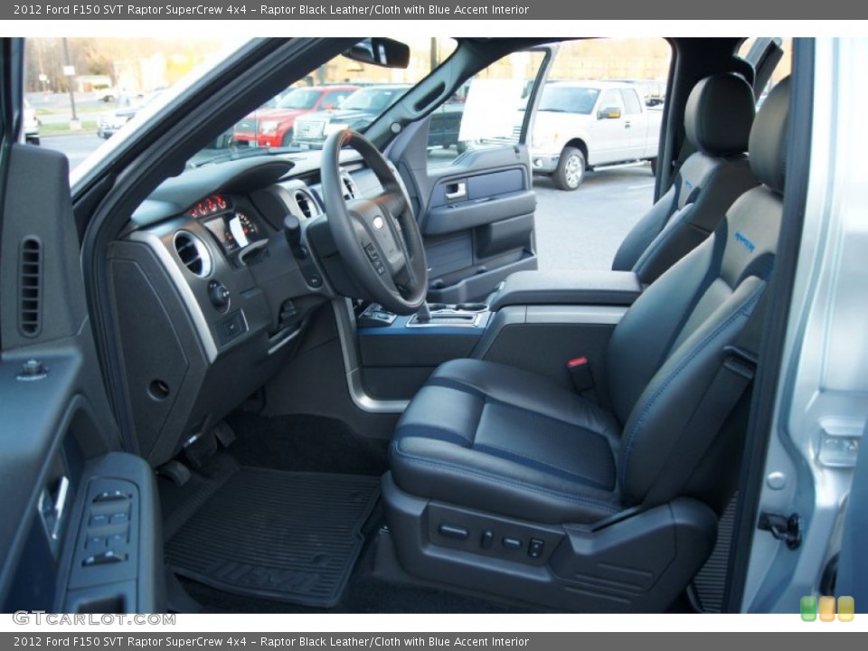 Raptor Black Leather/Cloth with Blue Accent Interior Photo for the 2012 Ford F150 SVT Raptor SuperCrew 4x4 #59032998