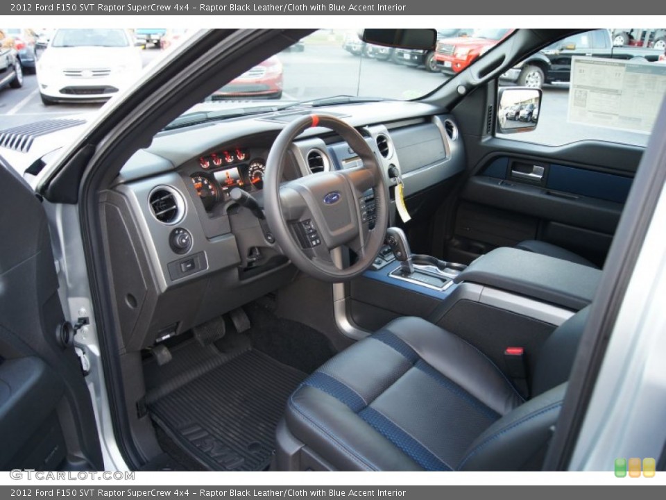 Raptor Black Leather/Cloth with Blue Accent 2012 Ford F150 Interiors