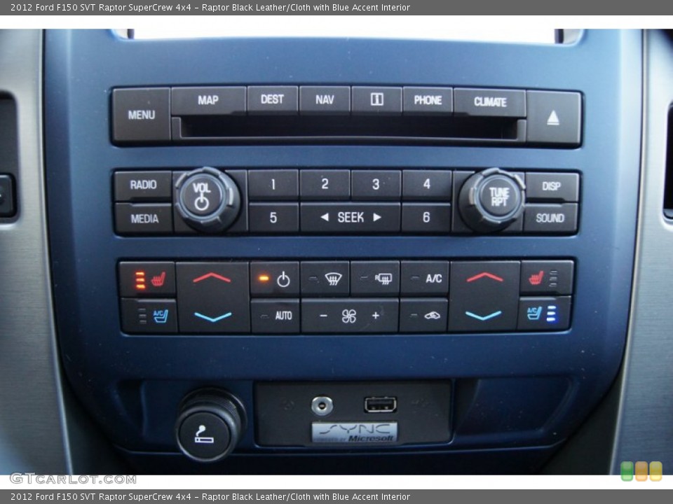 Raptor Black Leather/Cloth with Blue Accent Interior Controls for the 2012 Ford F150 SVT Raptor SuperCrew 4x4 #59033275