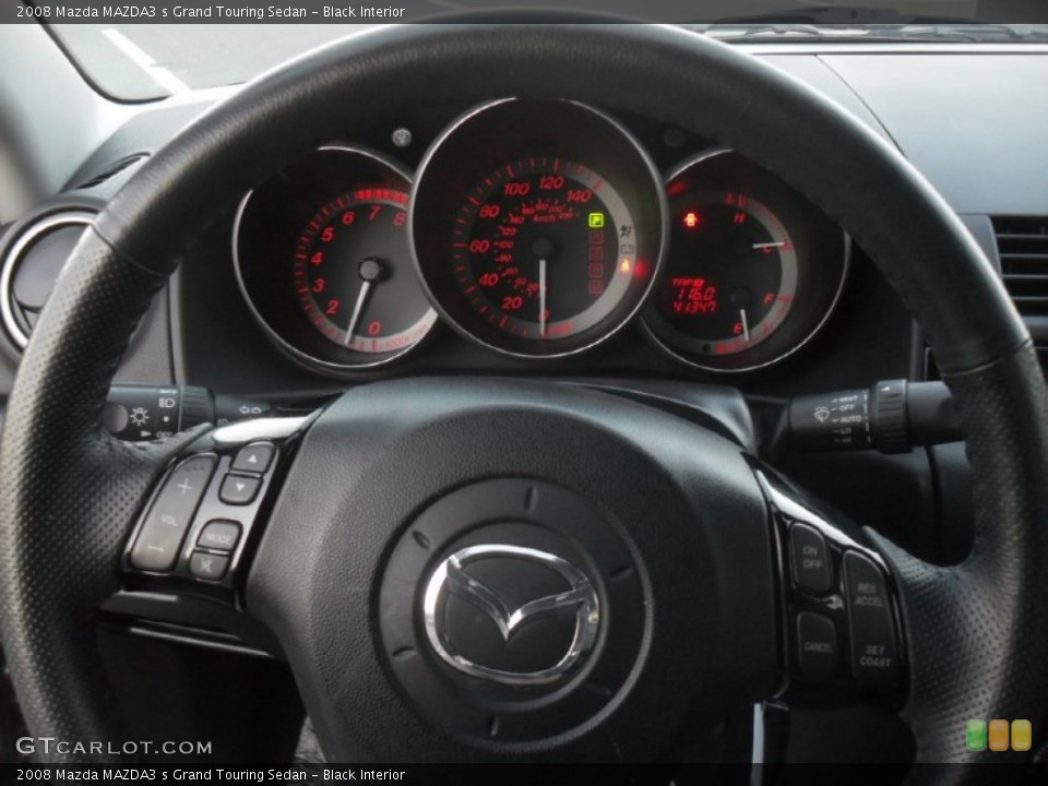 Black Interior Steering Wheel for the 2008 Mazda MAZDA3 s Grand Touring Sedan #59058950
