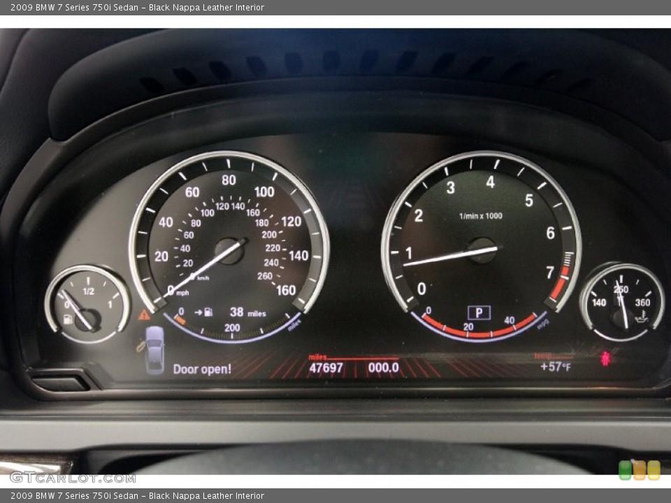 Black Nappa Leather Interior Gauges for the 2009 BMW 7 Series 750i Sedan #59071376