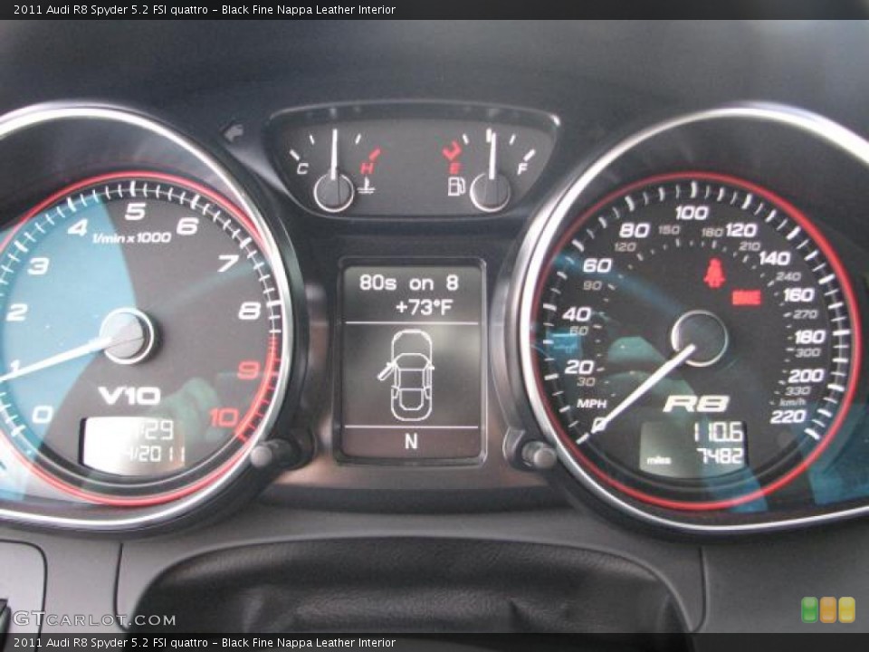 Black Fine Nappa Leather Interior Gauges for the 2011 Audi R8 Spyder 5.2 FSI quattro #59074151