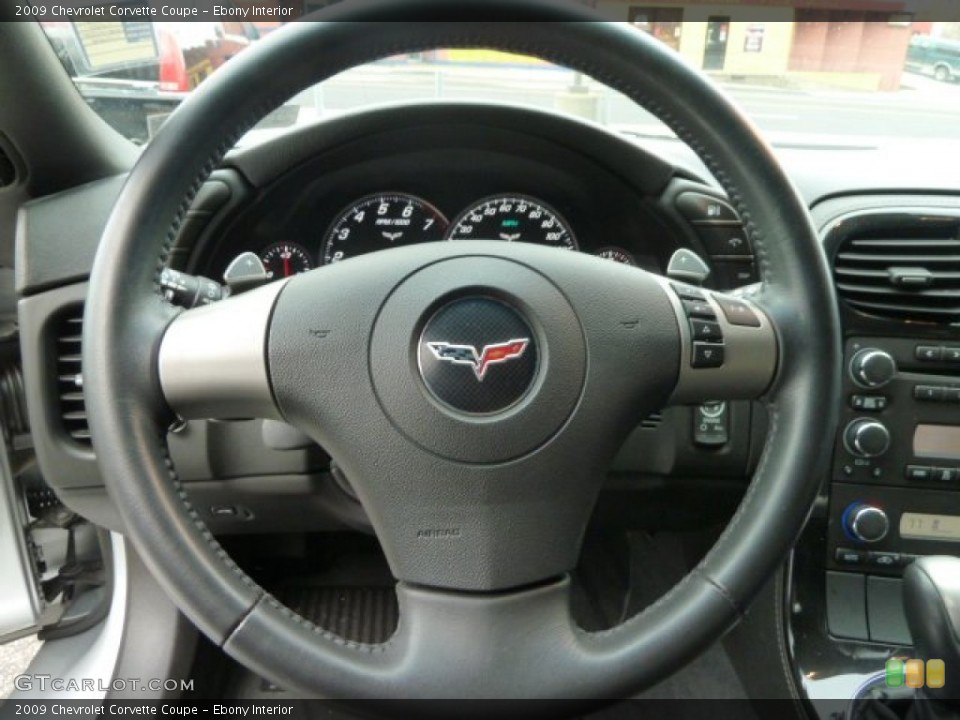 Ebony Interior Steering Wheel for the 2009 Chevrolet Corvette Coupe #59090519
