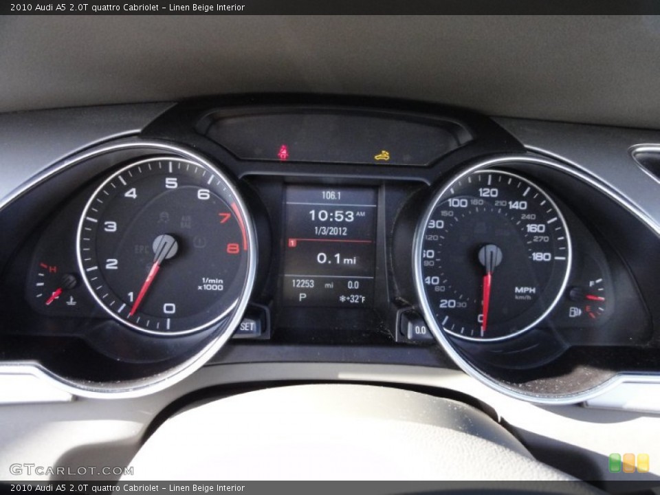 Linen Beige Interior Gauges for the 2010 Audi A5 2.0T quattro Cabriolet #59093183