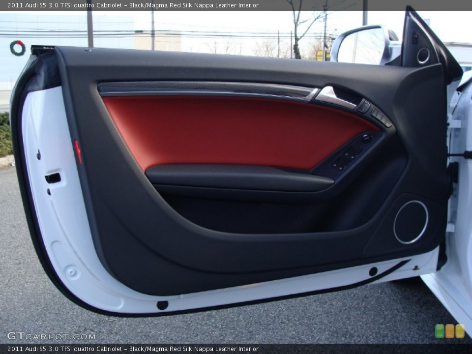 Black/Magma Red Silk Nappa Leather Interior Door Panel for the 2011 Audi S5 3.0 TFSI quattro Cabriolet #59093594