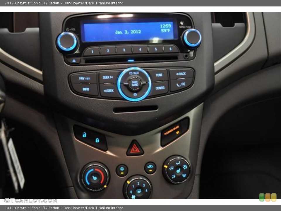 Dark Pewter/Dark Titanium Interior Controls for the 2012 Chevrolet Sonic LTZ Sedan #59132246