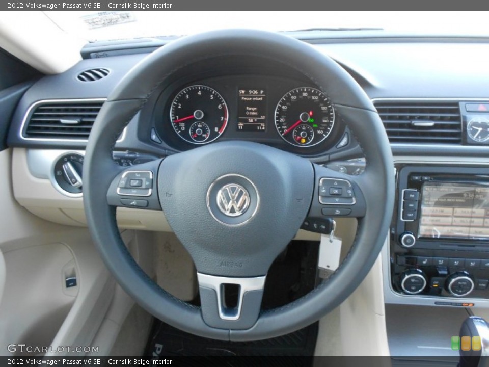 Cornsilk Beige Interior Steering Wheel for the 2012 Volkswagen Passat V6 SE #59137634