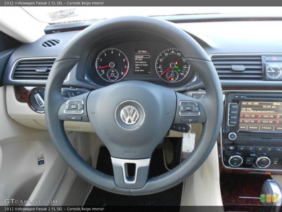 Cornsilk Beige Interior Steering Wheel for the 2012 Volkswagen Passat 2.5L SEL #59138216