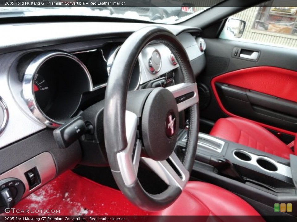 Red Leather Interior Steering Wheel for the 2005 Ford Mustang GT Premium Convertible #59149853